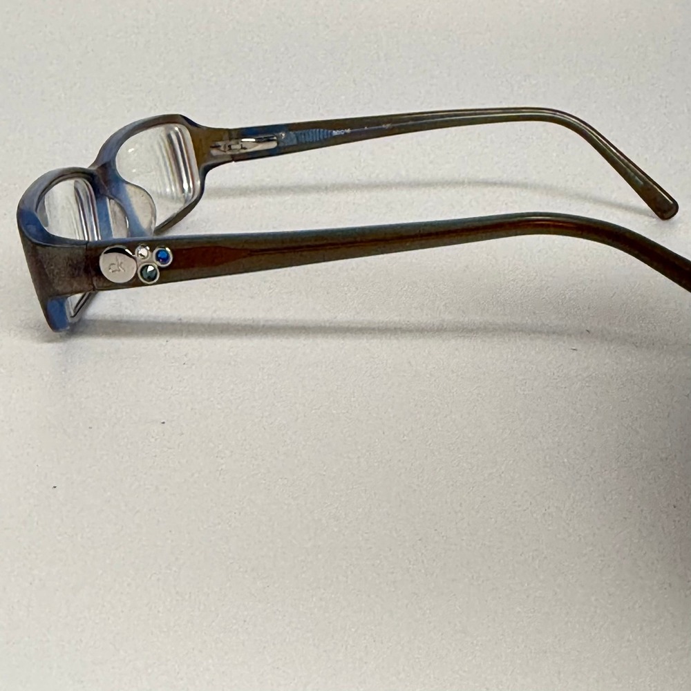 Calvin Klein CK 5572 200 Brown Blue Rhinestone Eyeglasses Frames 50-16-130 - Picture 2 of 7